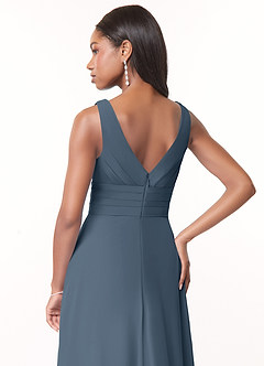 Azazie Julianna Robes de demoiselle d'honneur Robe Trapèze en Mousseline de soie Neptune image4