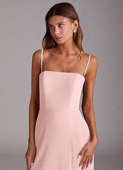 Azazie Wren Vestidos de madrinha de casamento Vestido Pó Rosa de Chiffon de Linha A com Sem alças image2