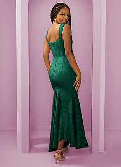 Barbie ♥ Azazie Bridesmaid Dresses Emerald Sheath Side Slit Floral Burnout Dress image2