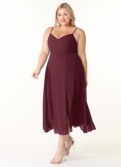 Azazie Clarissa Brautjungfernkleider A-Linie V-Hals Chiffon Kleid Cabernetrot image9