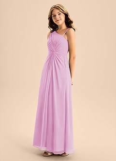 Azazie Brooke Junior Candy Pink A-Line Side Slit Chiffon Dress image6