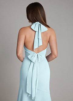 Azazie Magda Bridesmaid Dresses Cloud Blue Mermaid High Neck Chiffon Dress image2