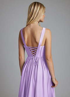 Azazie Delmie Bridesmaid Dresses Lilac A-Line Corset Stretch Satin Dress image3