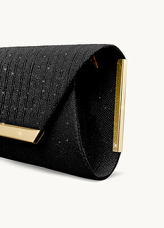 front Elegante embrague con solapa de purpurina.