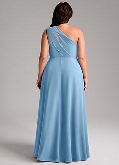 Azazie Phaedra Bridesmaid Dresses Steel Blue A-Line One Shoulder Chiffon Dress image8