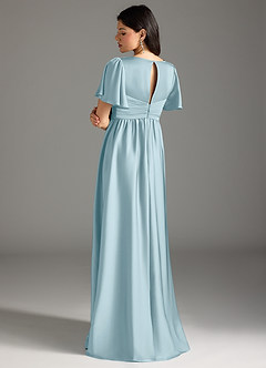 Azazie Verna Maternity Bridesmaid Dresses A-Line Ruched Stretch Satin Floor-Length Dress image2