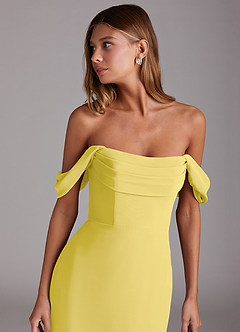 Azazie Saige Vestidos de damas de honor Vestido de Canario de Gasa de Corte en A Convertible con Vestidos sin tirantes image5