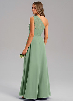 Azazie Phaedra Bridesmaid Dresses Matcha A-Line One Shoulder Chiffon Dress image7