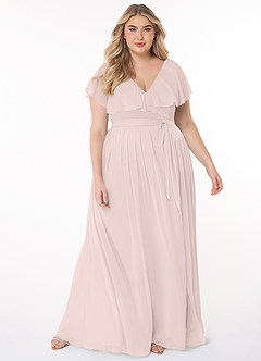 Azazie Jael Bridesmaid Dresses A-Line V-Neck Mesh Floor-Length Dress image7