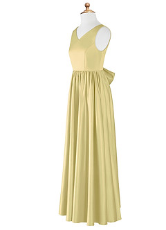 Azazie Hathaway Junior Lemon Sorbet A-Line Bow Stretch Satin Dress image8