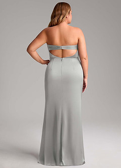 Azazie Leonis Bridesmaid Dresses Silver Mermaid Pleated Stretch Satin Convertible Dress image9