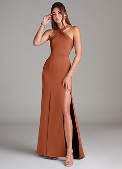 Azazie Rue Bridesmaid Dresses Cedar Rose A-Line Pleated Stretch Satin Dress image1
