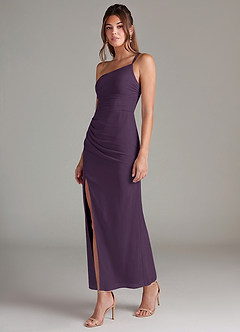 Azazie Eren Bridesmaid Dresses Plum Mermaid One Shoulder Chiffon Dress image5