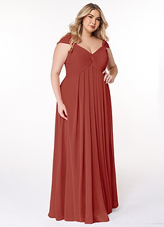 Azazie Kaitlynn Brautjungfernkleider Wandelbar Empire Gerafft Chiffon Kleid Terrakotta image12