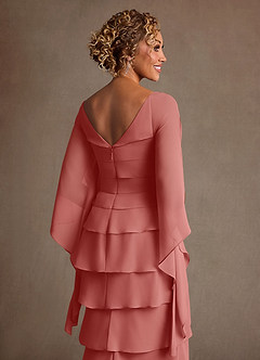 Azazie Arabinda Abiti per la Madre della Sposa Abito Tubino in Chiffon Increspato Rosa Antica image6