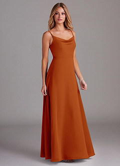 Azazie Daenerys Bridesmaid Dresses Paprika A-Line Cowl Chiffon Dress image5