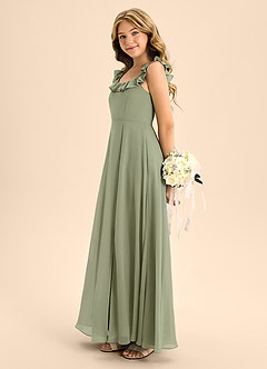 Azazie Callie Junior Pistachio A-Line Ruched Chiffon Dress image7