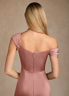 Azazie Laramie Kleider für die Brautmutter Meerjungfrau-Linie Plissee Stretch-Satin Kleid Rosettenrosa image6