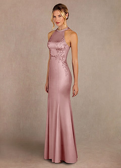 Azazie Tyra Final Sale Dusty Rose Mermaid Lace Stretch Satin Dress image2
