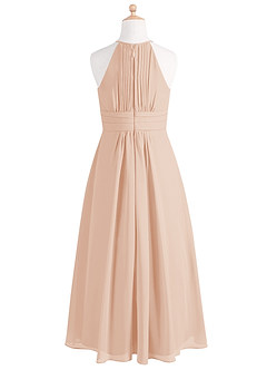 Azazie Bonnie Junior English Rose A-Line Pleated Chiffon Dress image11
