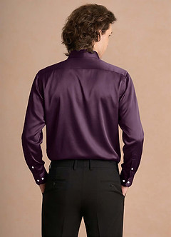 front Julian Plum Stretch Satin Dress Shirt