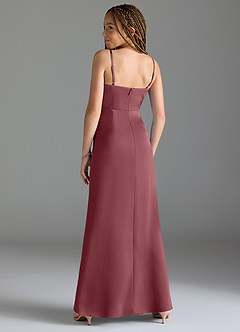 Azazie Maci Junior Desert Rose Mermaid Pleated Stretch Satin Dress image5