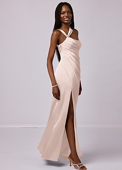 Barbie ♥ Azazie Final Sale Blushing Pink Mermaid One Shoulder Stretch Satin Dress image5