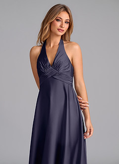Azazie Tessie Bridesmaid Dresses Stormy A-Line Pleated Stretch Satin Dress image6