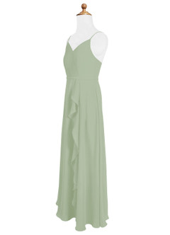 Azazie Naeem Junior Dusty Sage A-Line Ruched Chiffon Dress image6