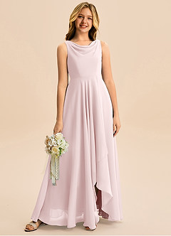 Azazie Mannie Junior Linia A Pofałdowany Szyfon Asymetryczny Młodsza druhna Sukienka image1