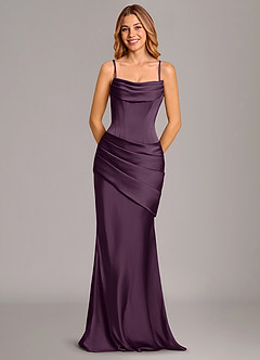 Azazie Pelagia Bridesmaid Dresses Plum Mermaid Corset Stretch Satin Convertible Dress image6