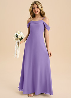 Azazie Anselie Junior Tahiti A-Line Off the Shoulder Chiffon Dress image4