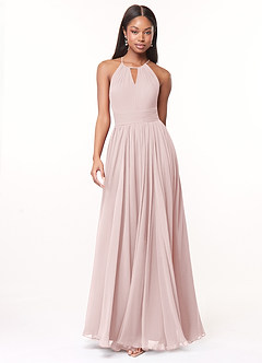 Azazie Cherish Bridesmaid Dresses Blushing Pink A-Line Pleated Chiffon Dress image4