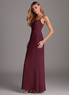 Azazie Tayla Bridesmaid Dresses Cabernet Sheath Square Neckline Chiffon Dress image3