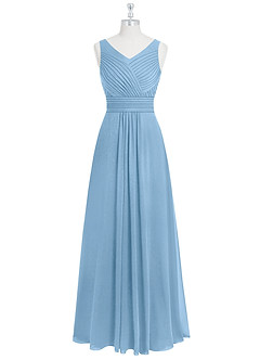 Azazie Pierrette Bridesmaid Dresses Steel Blue A-Line Pleated Chiffon Dress image7