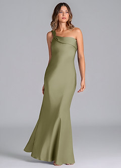 Azazie Driea Brautjungfernkleider Meerjungfrau-Linie One-Shoulder Stretch-Satin Kleid Pistazie image3