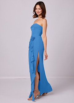 Barbie ♥ Azazie Bridesmaid Dresses Blue Jay Sheath Strapless Chiffon Convertible Dress image2