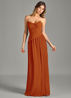 Azazie Becka Final Sale Paprika A-Line Strapless Chiffon Dress image4