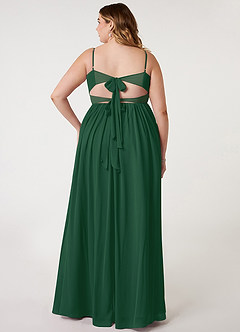 Azazie Zeya Vestidos de madrinha de casamento Vestir Verde Escuro de Chiffon de Linha A com Plissado image7