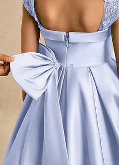 Azazie Genie Flower Girl Dresses Lavender Ball-Gown Off the Shoulder Matte Satin Dress image5