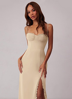 Barbie ♥ Azazie Bridesmaid Dresses Champagne Sheath Corset Chiffon Dress image4