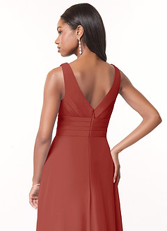 Azazie Julianna Bridesmaid Dresses Terracotta A-Line Chiffon Dress image4
