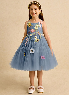 Azazie Osea Flower Girl Dresses Twilight Ball-Gown Pleated Tulle Dress image4