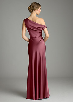 Azazie Emerson Jurken voor bruidsmeisjes Jurk van Stretch Satijn met Zeemeermin Off the Shoulder Woestijnroos image2