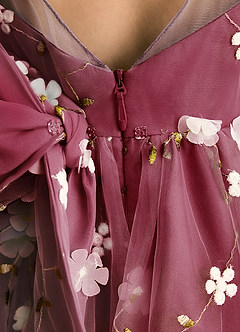 Azazie Elowen Robe Demoiselle D'honneur Fillette Robe Trapèze en Dentelle Encolure en Forme de Cœur Bourgogne image7