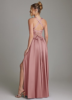 Azazie Francis Bridesmaid Dresses Dusty Rose A-Line Corset Stretch Satin Dress image7