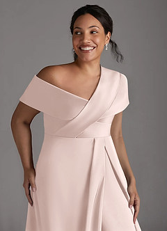 Azazie Milton Mother of the Bride Dresses Blushing Pink A-Line Pleated Stretch Satin Dress image13