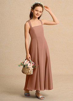 Azazie Tater Junior Formal Flower Girl Klänningar Klä A-Line i Chiffong Plisserad image3