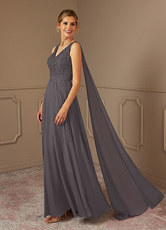 Azazie Joules Mother of the Bride Dresses Steel Grey A-Line Sequins Chiffon Dress image3