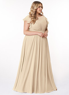 Azazie Daphne Modest Bridesmaid Dresses A-Line Ruffled Chiffon Floor-Length Dress image4
